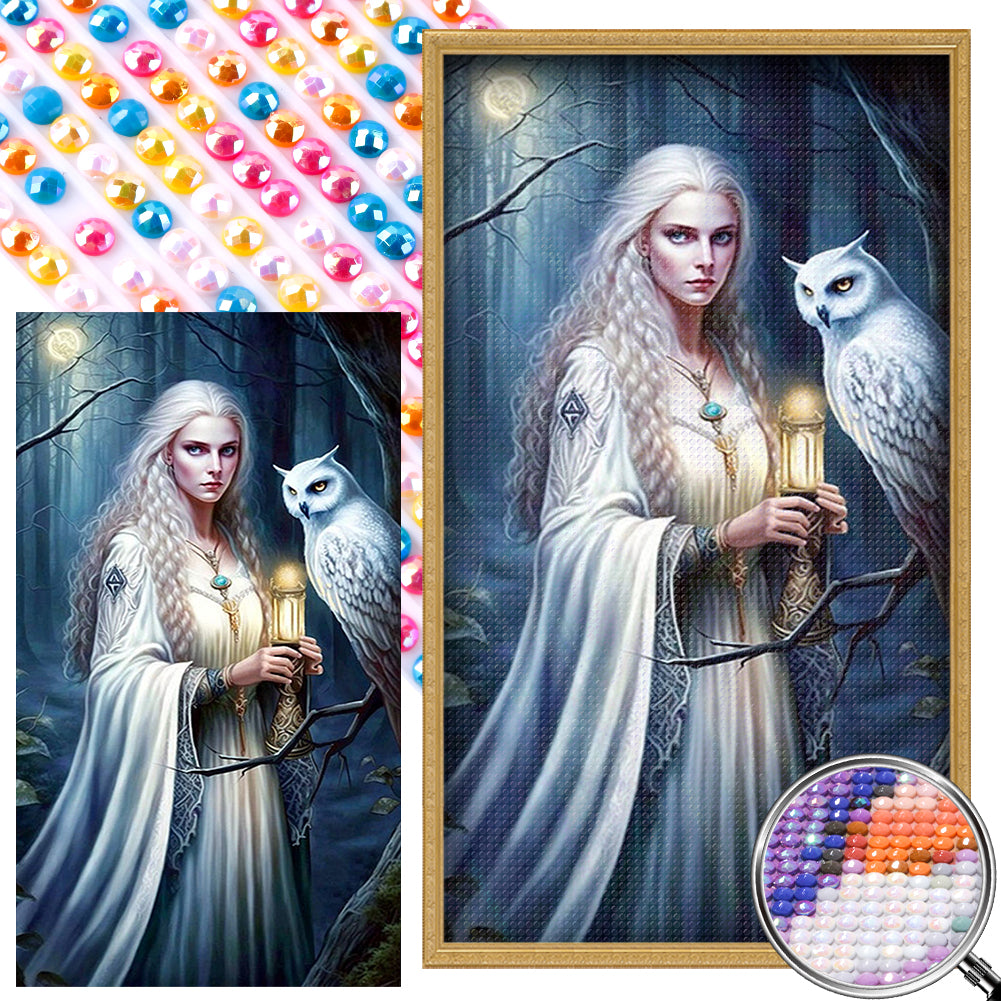 AB Diamond Painting - Full Round - woman with owl (40*70CM)
