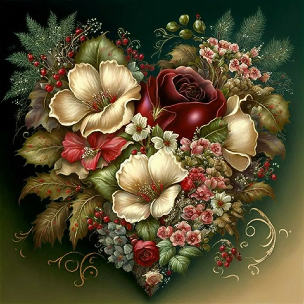 Diamond Painting - Full Round - love flower frame (30*30CM)