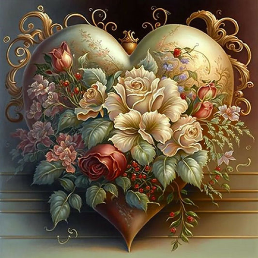 Diamond Painting - Full Round - love flower frame (30*30CM)
