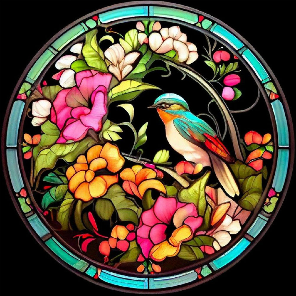 Diamond Painting - Full Round - flower and sparrow (30*30CM)
