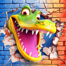 Load image into Gallery viewer, Diamond Painting - Full Round - The small animal crocodile that broke through the wall (30*30CM)
