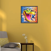 Load image into Gallery viewer, Diamond Painting - Full Round - The small animal crocodile that broke through the wall (30*30CM)
