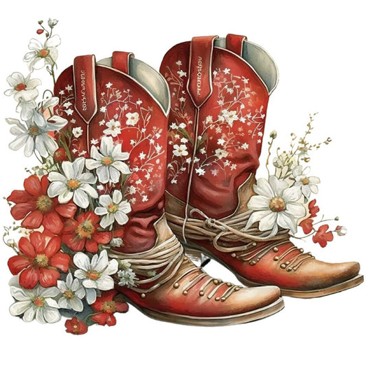 Diamond Painting - Full Round - western cowboy boots (30*30CM)