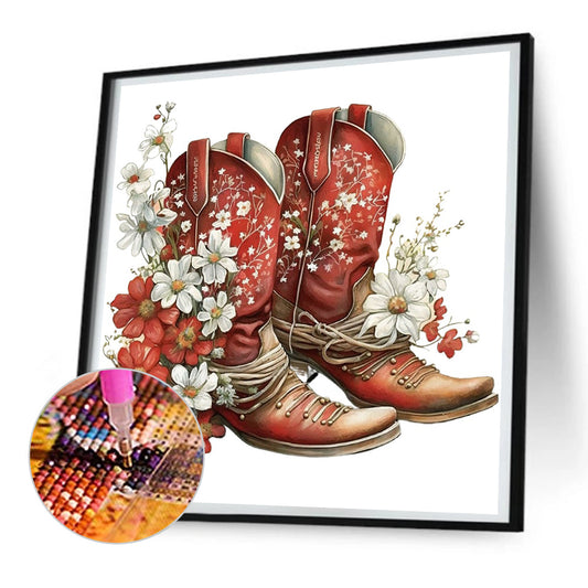 Diamond Painting - Full Round - western cowboy boots (30*30CM)