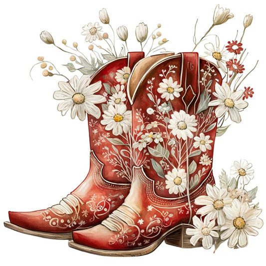 Diamond Painting - Full Round - western cowboy boots (30*30CM)