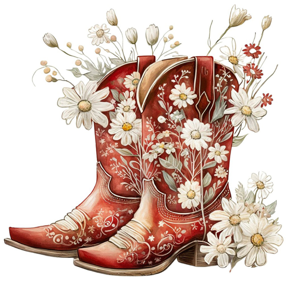 Diamond Painting - Full Round - western cowboy boots (30*30CM)