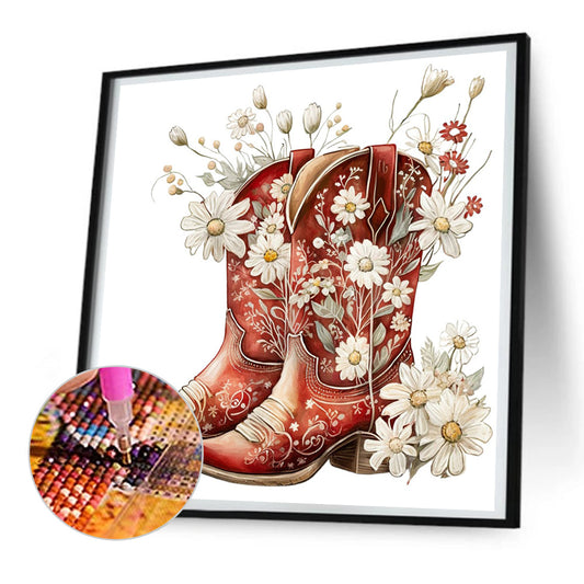 Diamond Painting - Full Round - western cowboy boots (30*30CM)