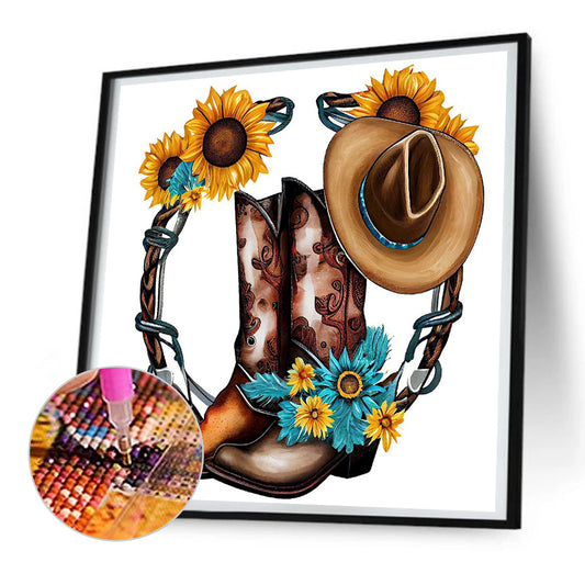 Diamond Painting - Full Round - western cowboy boots (30*30CM)