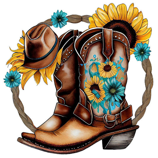 Diamond Painting - Full Round - western cowboy boots (30*30CM)