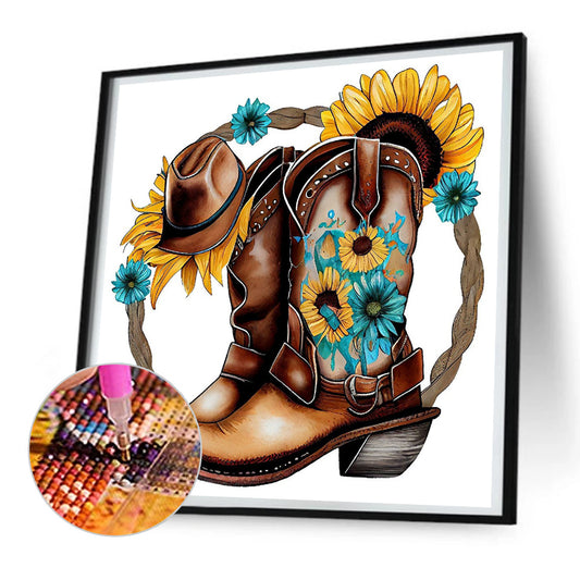 Diamond Painting - Full Round - western cowboy boots (30*30CM)
