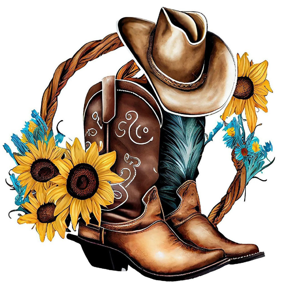 Diamond Painting - Full Round - western cowboy boots (30*30CM)