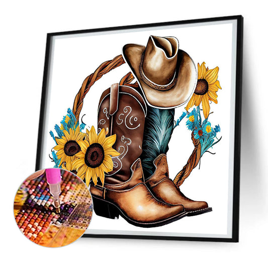 Diamond Painting - Full Round - western cowboy boots (30*30CM)