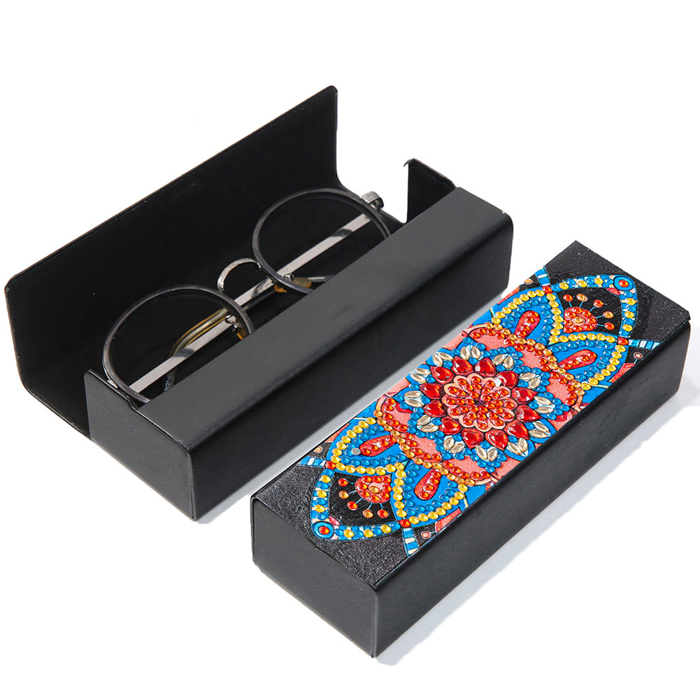 DIY Diamond Painting Leather Sunglass Storage Box Mandala Flowers (Q43)