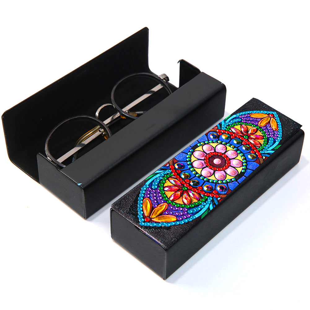 DIY Diamond Painting Leather Sunglass Storage Box Mandala Flowers (Q44)