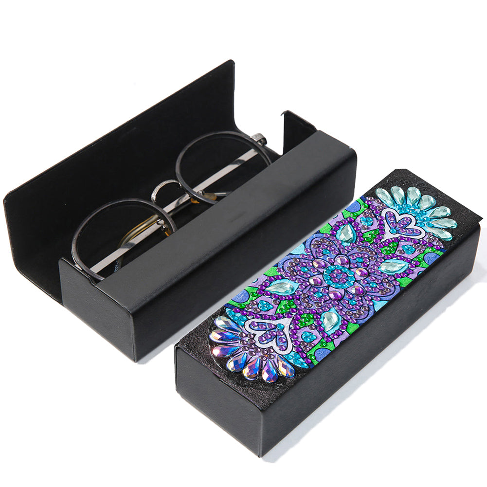 DIY Diamond Painting Leather Sunglass Storage Box Mandala Flowers (Q46)