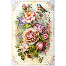 Load image into Gallery viewer, Diamond Painting - Full Round - bird on flower cluster (40*60CM)
