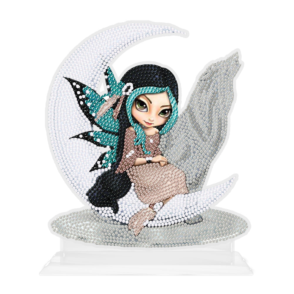 DIY Rhinestones Ornament Art Craft Big Eyes Winged Doll Kids Gift (4#)