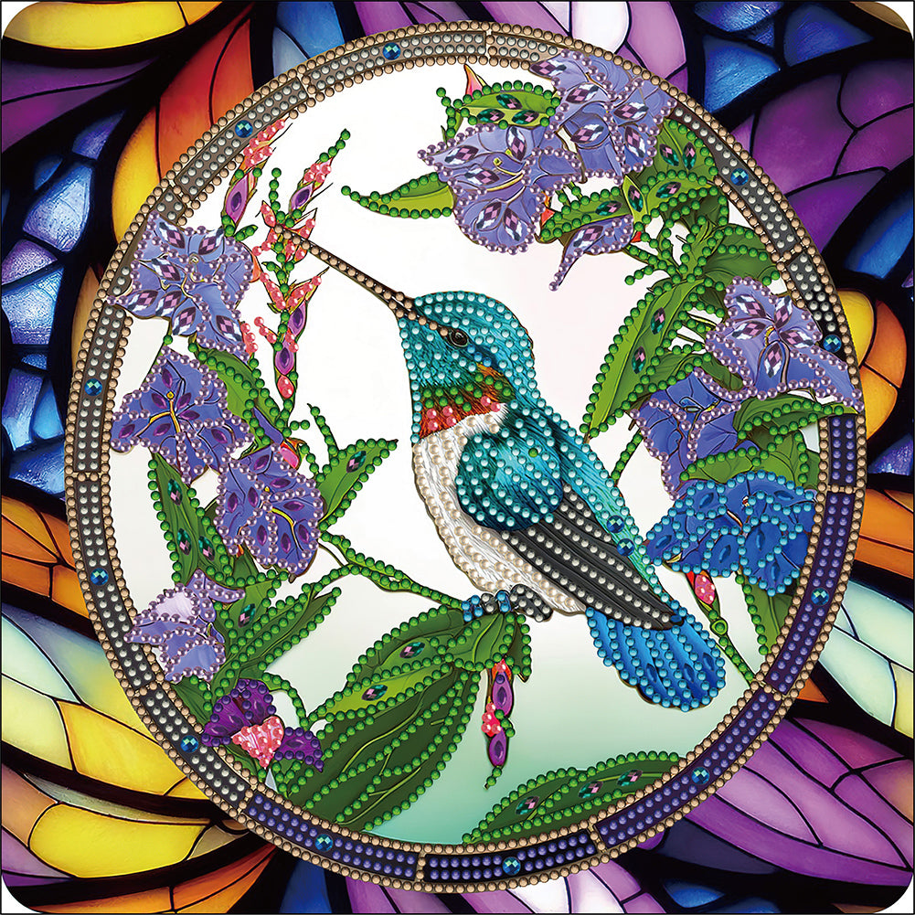 Diamond Painting - Partial Special Shaped - Hummingbird Glass Art (30*30CM)
