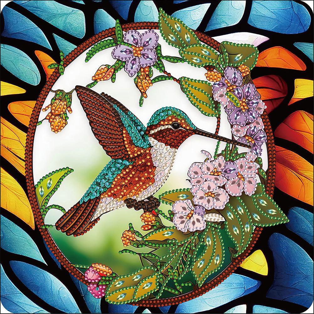 Diamond Painting - Partial Special Shaped - Hummingbird Glass Art (30*30CM)
