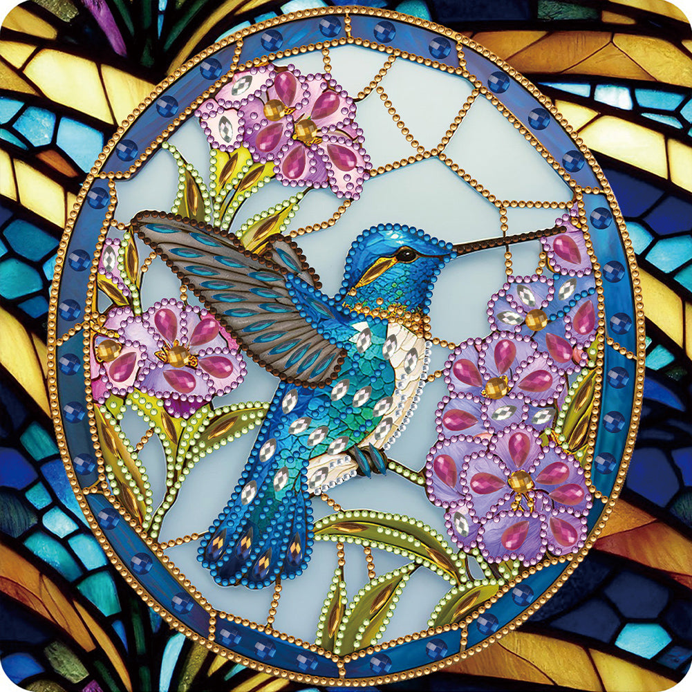 Diamond Painting - Partial Special Shaped - Hummingbird Glass Art (30*30CM)