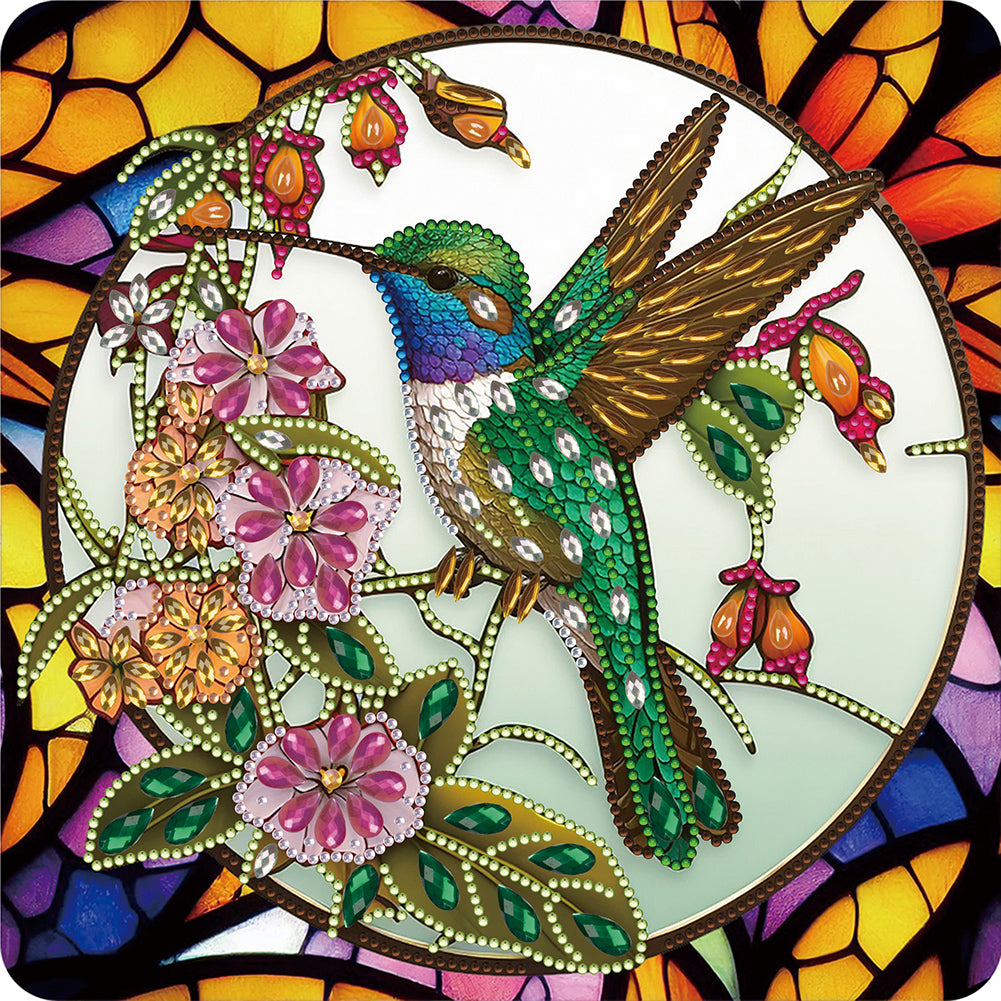 Diamond Painting - Partial Special Shaped - Hummingbird Glass Art (30*30CM)