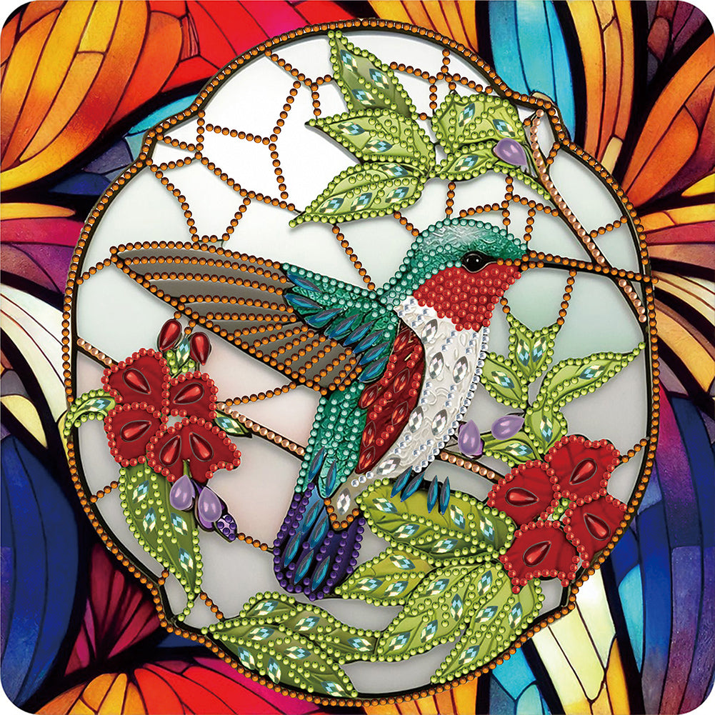 Diamond Painting - Partial Special Shaped - Hummingbird Glass Art (30*30CM)
