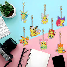 Load image into Gallery viewer, DIY Diamond Art Keychains Handmade Point Drill Key Ring Pikachu Lady Bag Pendant
