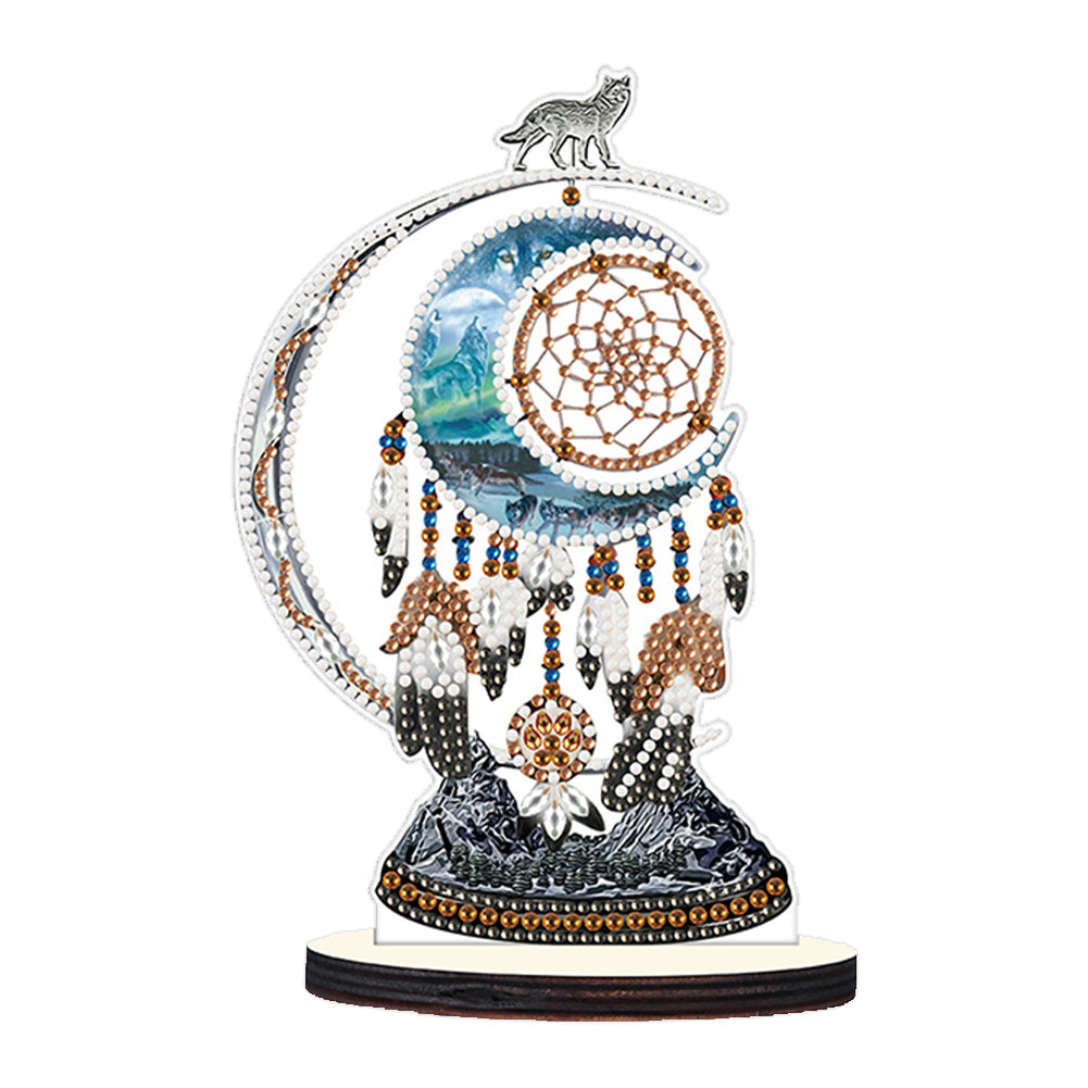 DIY Table Ornament Art Crafts Wooden Desk Diamonds Wolf Kids Gift (BJ026)