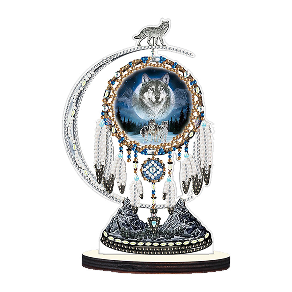 DIY Table Ornament Art Crafts Wooden Desk Diamonds Wolf Kids Gift (BJ028)