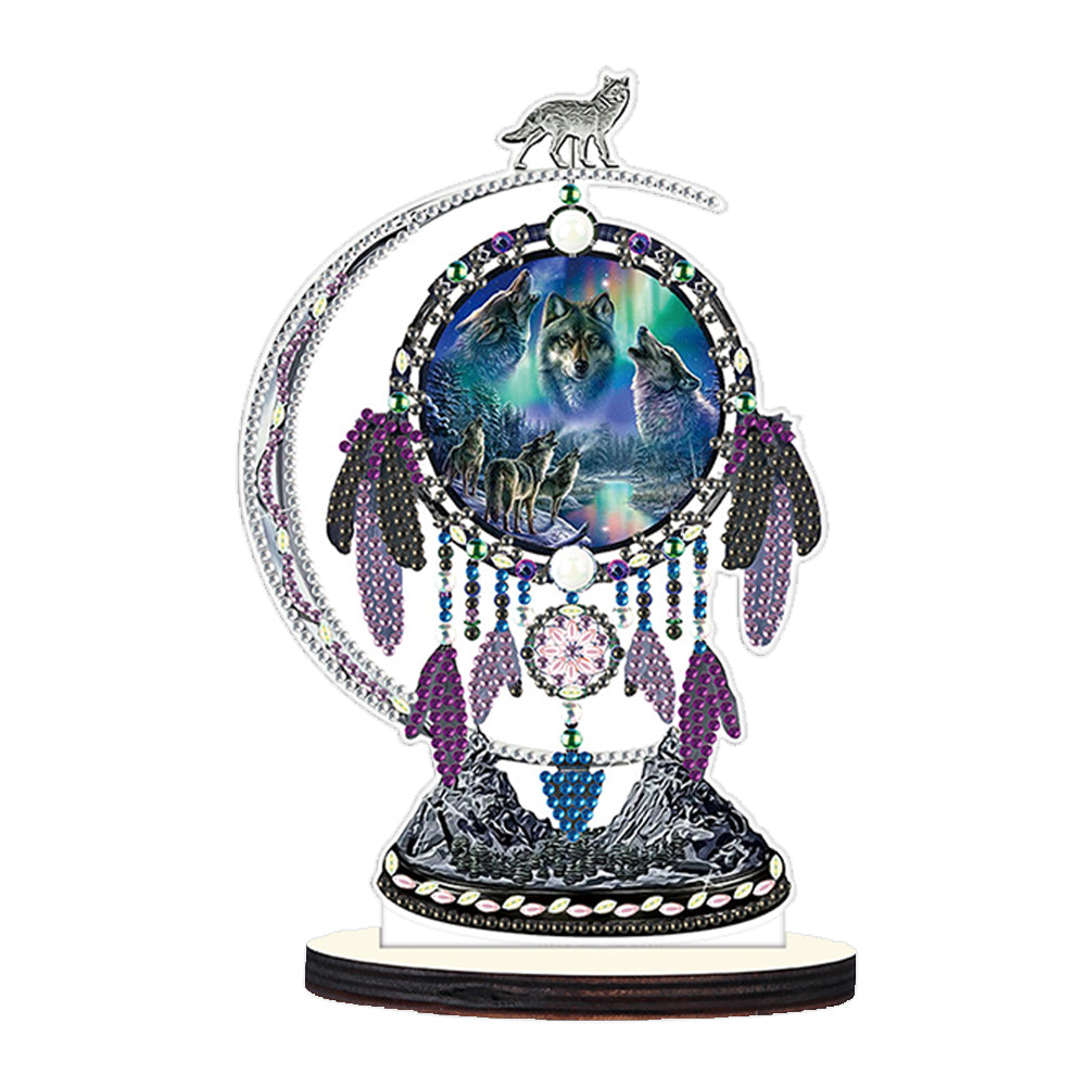 DIY Table Ornament Art Crafts Wooden Desk Diamonds Wolf Kids Gift (BJ029)