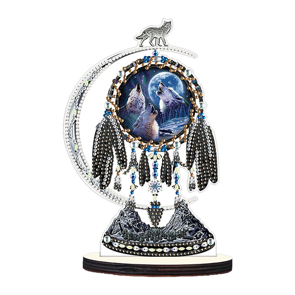 DIY Table Ornament Art Crafts Wooden Desk Diamonds Wolf Kids Gift (BJ030)