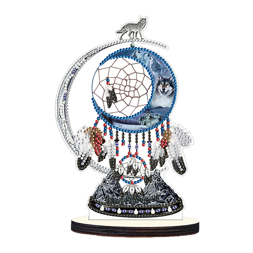 DIY Table Ornament Art Crafts Wooden Desk Diamonds Wolf Kids Gift (BJ032)