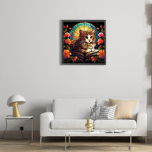 Load image into Gallery viewer, Diamond Painting - Full Round - cat reading a book glass art (30*30CM)
