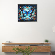 Load image into Gallery viewer, AB Diamond Painting - Full Round - Blue Butterfly Glass Art (45*40CM)
