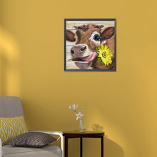 Load image into Gallery viewer, Diamond Painting - Full Round - sunflower and cow (30*30CM)
