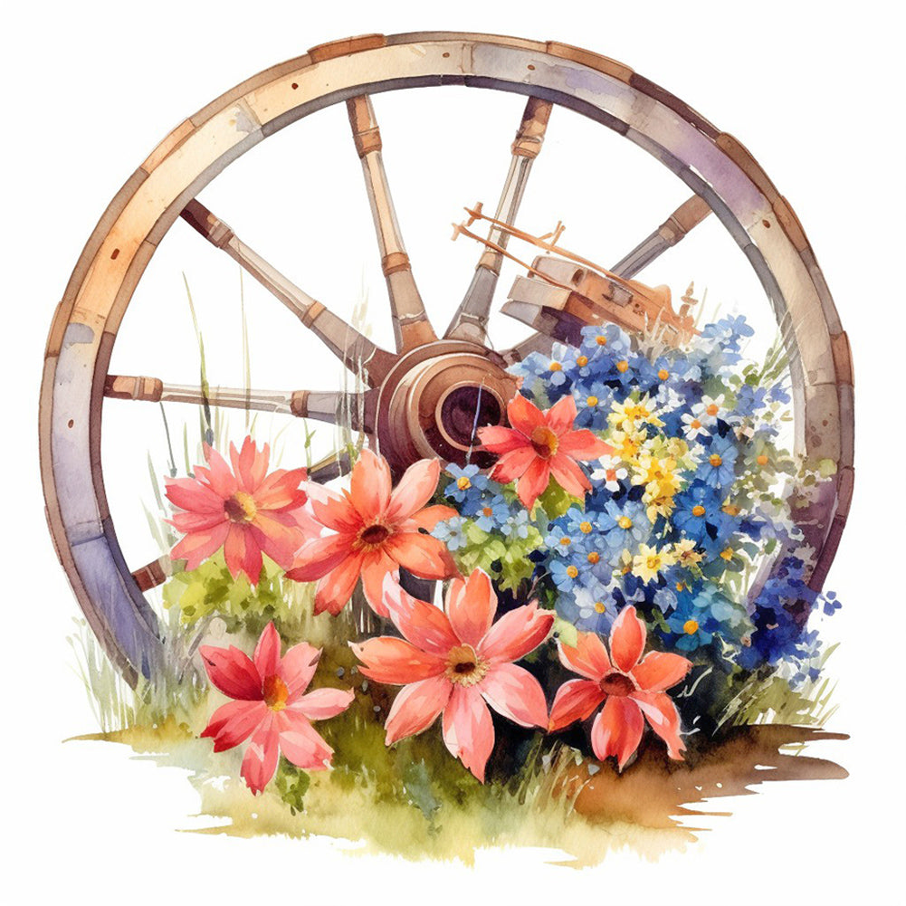 Diamond Painting - Full Round - flowers and wheels (30*30CM)