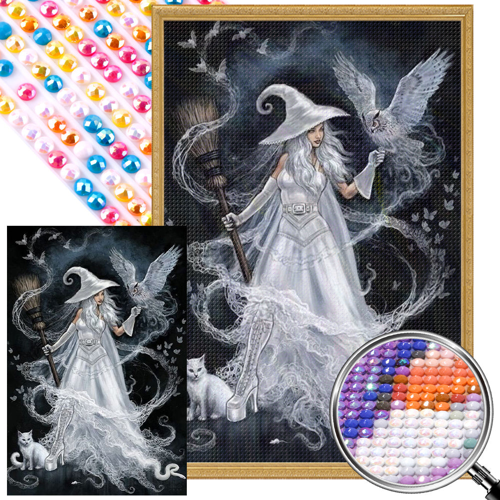 AB Diamond Painting - Full Round - white witch (40*60CM)