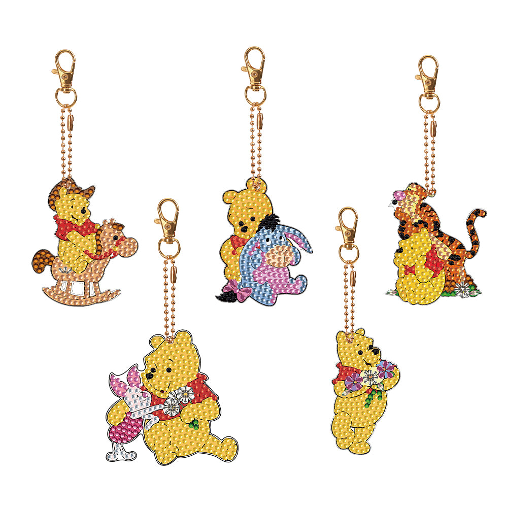DIY Gem Keychains Handmade Pocket Mirror Cartoon (Winnie the Pooh)