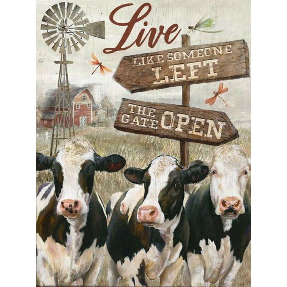 Diamond Painting - Full Round - Cattle field sign (30*40CM)