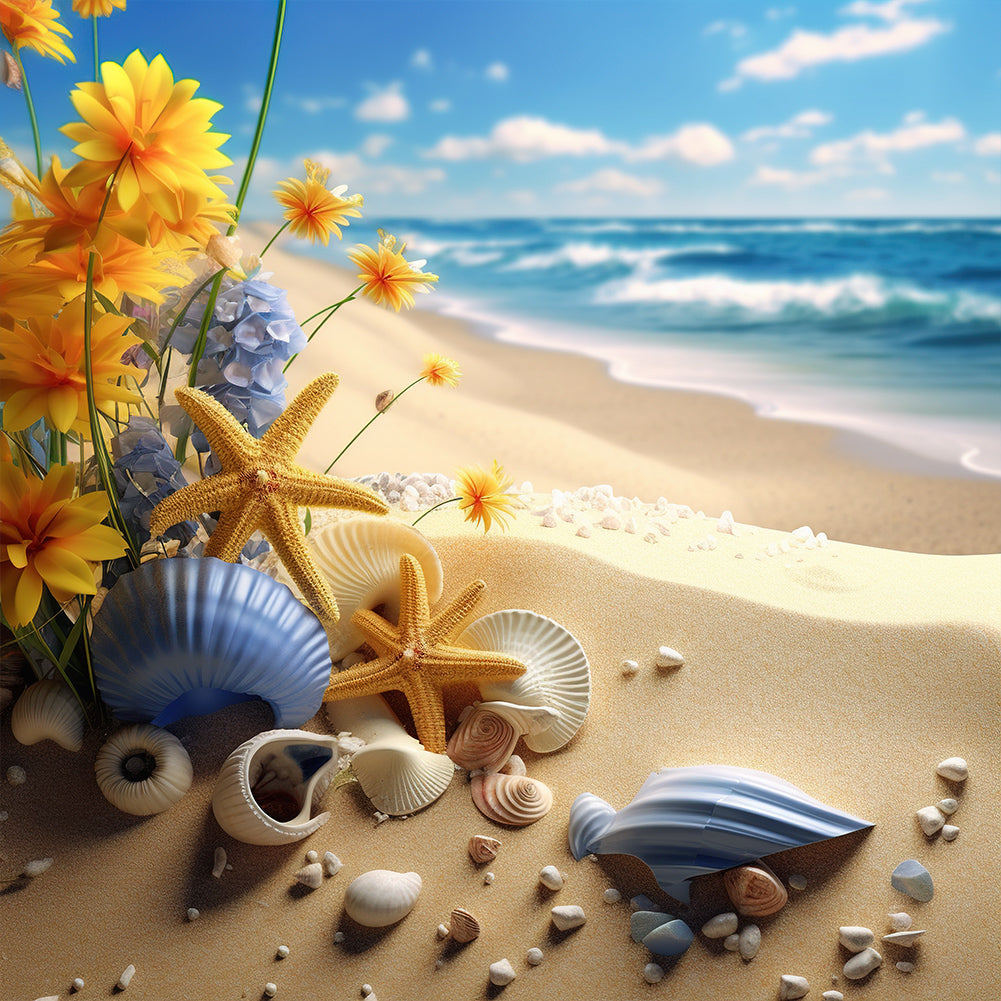 Diamond Painting - Full Round - sunflower beach (30*30CM)