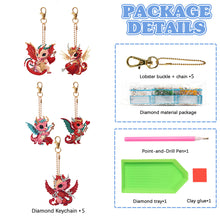 Load image into Gallery viewer, DIY Diamond Art Key Rings Cartoon Keychain Supplies Gift for Kids (Dragon)
