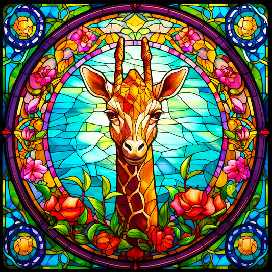 Diamond Painting - Full Round - glass art giraffe (30*30CM)