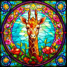 Load image into Gallery viewer, Diamond Painting - Full Round - glass art giraffe (30*30CM)
