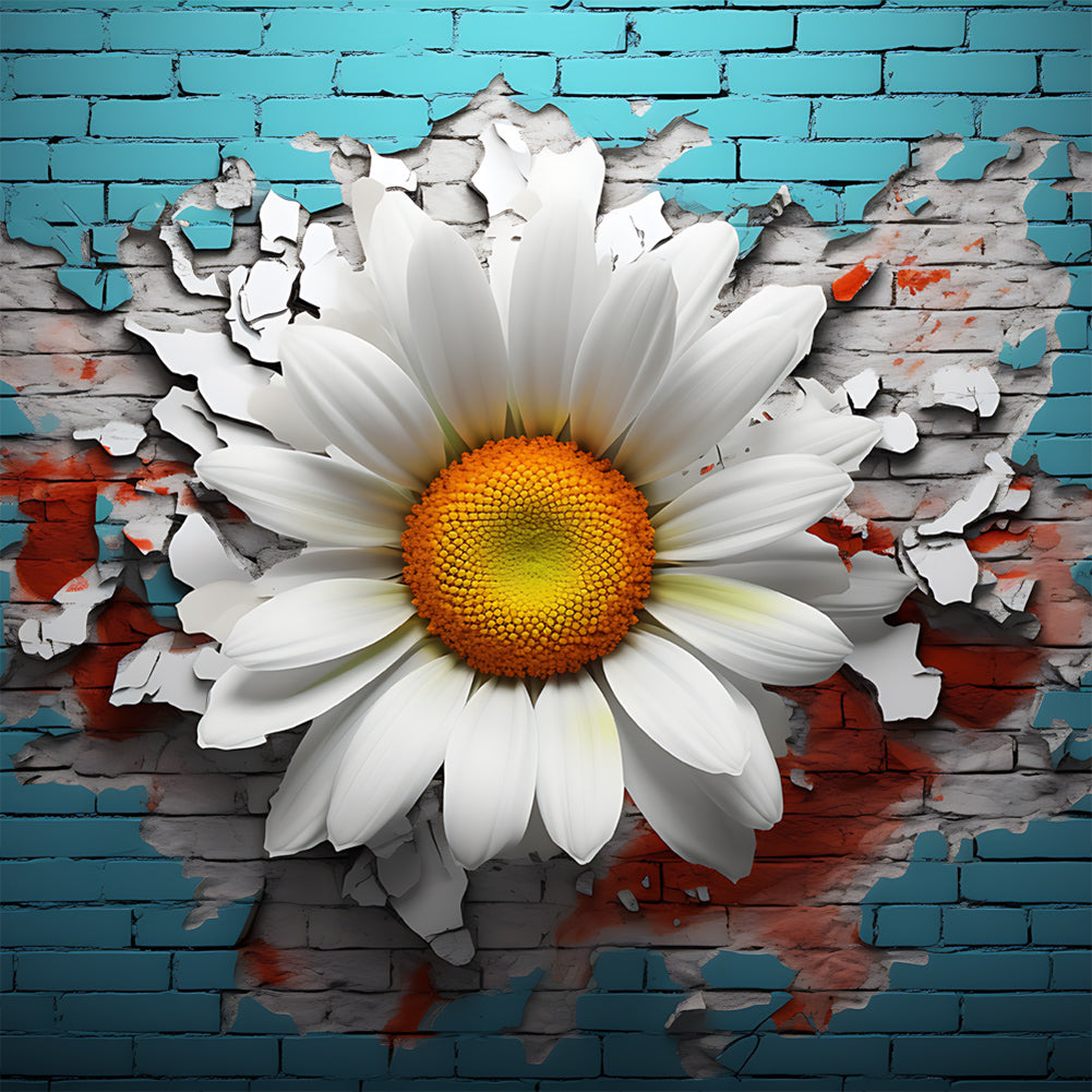 Diamond Painting - Full Round - Flowers bursting through the wall (30*30CM)