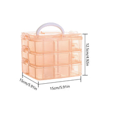 Load image into Gallery viewer, 3-Tier Container Case 18 Grids for Craft Storage and Organization (Orange)
