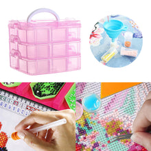 Load image into Gallery viewer, 3-Tier Container Case 18 Grids for Craft Storage and Organization (Pink)
