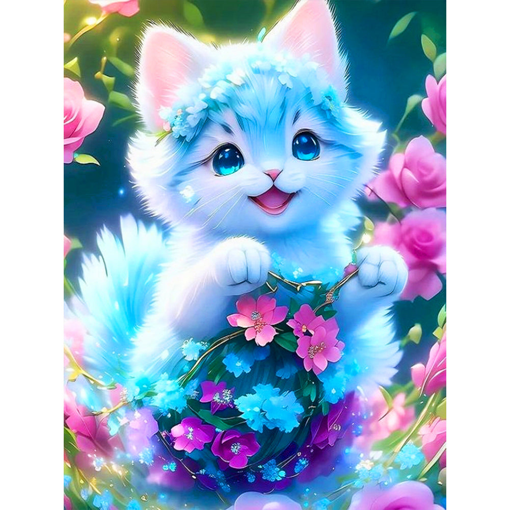 Diamond Painting - Full Round -blue cat (30*40CM)
