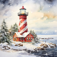 Load image into Gallery viewer, Diamond Painting - Full Round -Christmas winter snowflake lighthouse (30*30CM)
