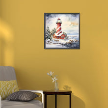 Load image into Gallery viewer, Diamond Painting - Full Round -Christmas winter snowflake lighthouse (30*30CM)
