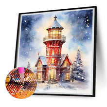 Load image into Gallery viewer, Diamond Painting - Full Round -Christmas winter snowflake lighthouse (30*30CM)
